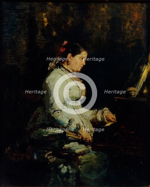 Woman at a Grand Piano, 1880. Artist: Repin, Ilya Yefimovich (1844-1930)