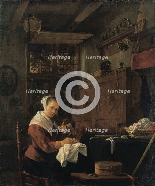 Woman at Her Sewing Table, c1655. Creator: Thomas Wijck.