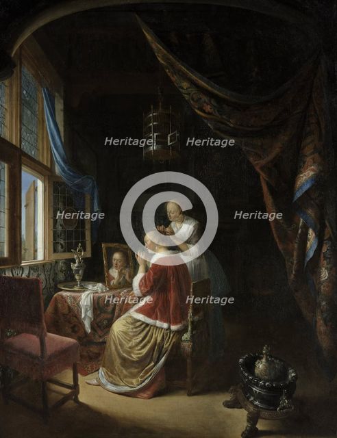 Woman at her Toilet, 1667. Creator: Dou, Gerard (Gerrit) (1613-1675).