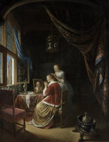 Woman at her Toilet, 1667. Creator: Dou, Gerard (Gerrit) (1613-1675)