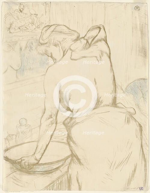 Woman at her Toilette, Washing Herself (Femme qui se lave, La toilette), 1896. Creator: Toulouse-Lautrec, Henri, de (1864-1901).