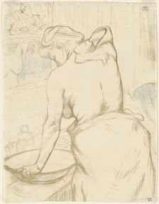Woman at her Toilette, Washing Herself (Femme qui se lave, La toilette), 1896. Creator: Toulouse-Lautrec, Henri, de (1864-1901)