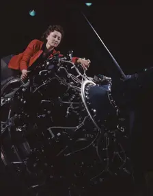 Woman at work on motor, Douglas Aircraft Company, Long Beach, Calif., 1942. Creator: Alfred T Palmer