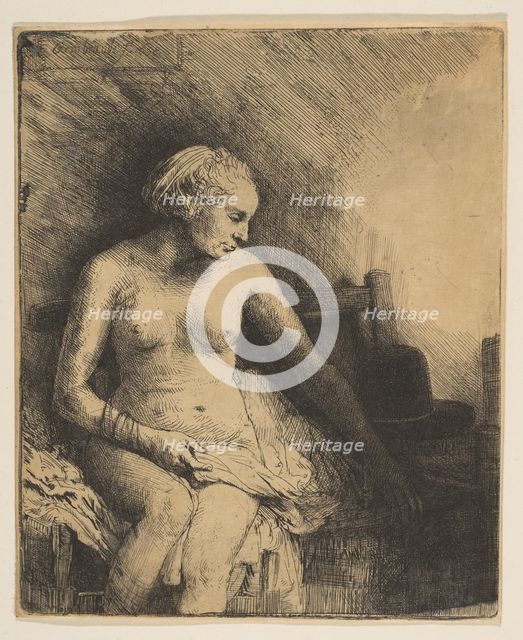 Woman at the Bath with a Hat beside Her, 1658. Creator: Rembrandt Harmensz van Rijn.