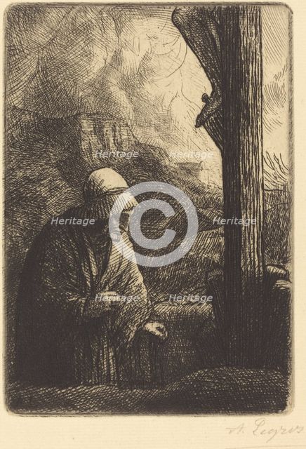 Woman at the Foot of the Cross (Femme au calvaire). Creator: Alphonse Legros.