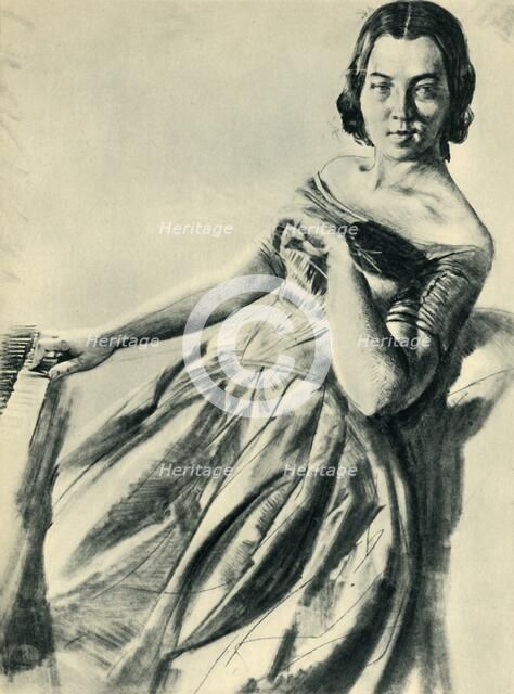 Woman at the piano, 1846, (1943). Creator: Adolph Menzel.