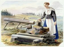 Woman at the well, 1830-1899. Creator: Johan Knutson