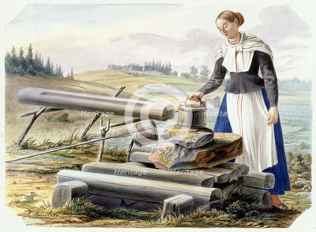 Woman at the well, 1830-1899. Creator: Johan Knutson.