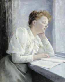 Woman at the window, 1893. Creator: Anna Sahlstén
