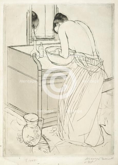 Woman Bathing, 1890-1891. Creator: Mary Cassatt.