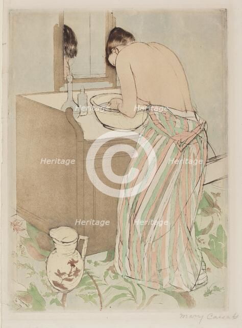 Woman Bathing, 1890-1891. Creator: Mary Cassatt.