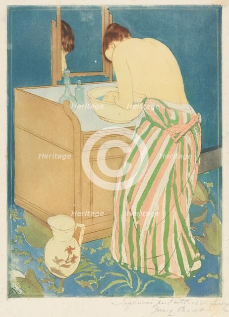 Woman Bathing, 1890-1891. Creator: Mary Cassatt.