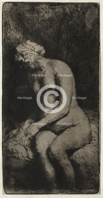 Woman Bathing Her Feet in a Brook, 1658. Creator: Rembrandt van Rijn (Dutch, 1606-1669).