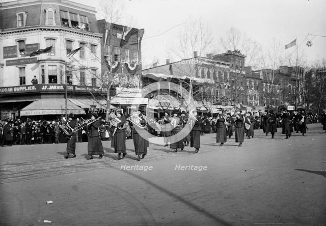 Woman band - Suffrage parade, 1913. Creator: Bain News Service.
