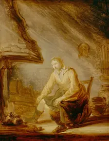 Woman before a Fire, c1640. Creator: Benjamin Gerritz Cuyp