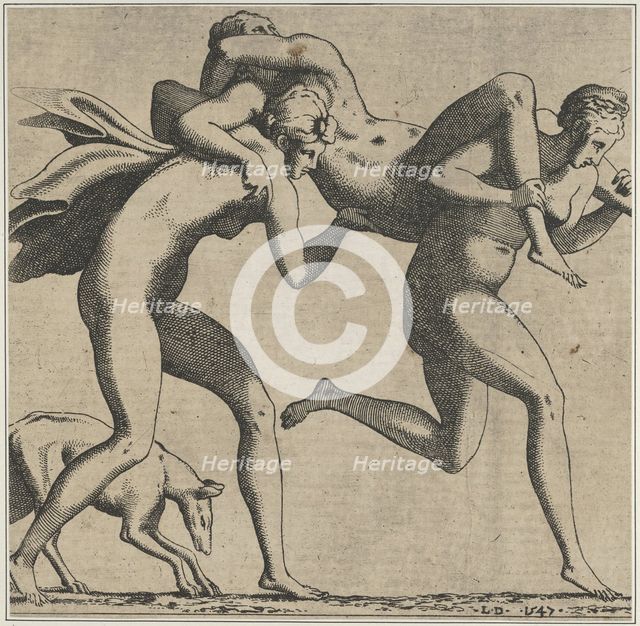 Woman Being Carried to a Libidinous Satyr, 1540-56. Creator: Leon Davent.