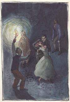 Woman being abducted, 1952. Creator: Shirley Markham