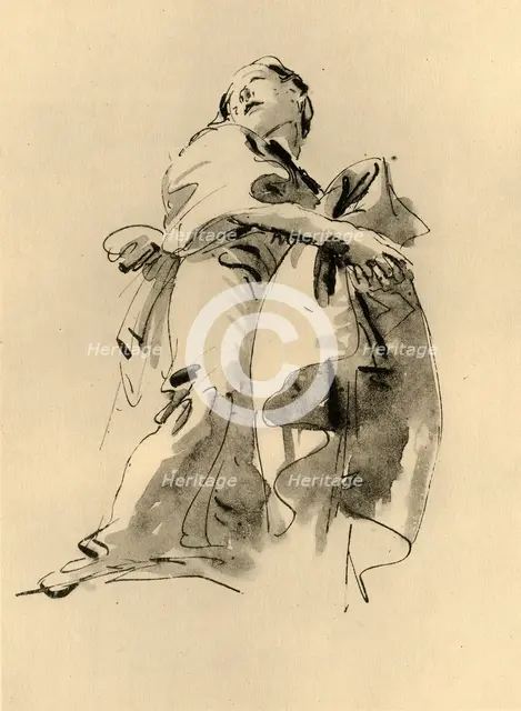 'Woman bending to the right but looking up', mid 18th century, (1928). Artist: Giovanni Battista Tiepolo.