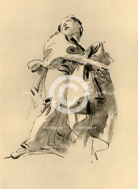 'Woman bending to the right but looking up', mid 18th century, (1928). Artist: Giovanni Battista Tiepolo.