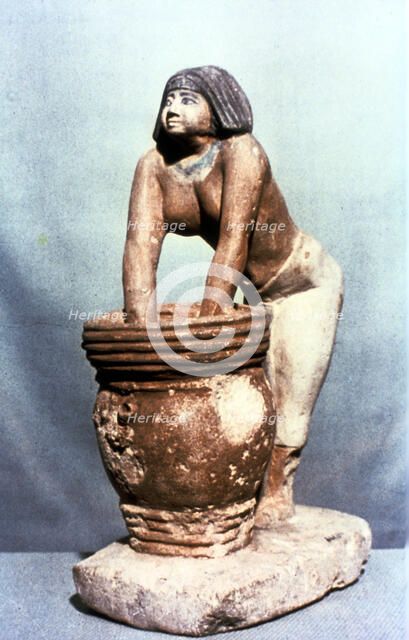 Woman brewing beer, Ancient Egyptian tomb model. Artist: Unknown