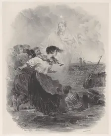 Woman by the Sea with the Madonna, Pointing to a Ship, ca. 1848-62. Creator: Célestin Nanteuil