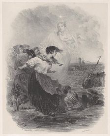 Woman by the Sea with the Madonna, Pointing to a Ship, ca. 1848-62. Creator: Célestin Nanteuil