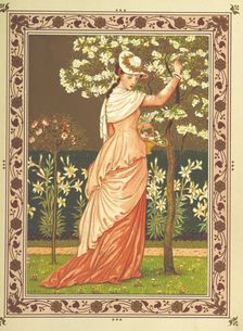 Woman gathering blossom, 1876. Creators: Walter Crane, Catherine Greenaway