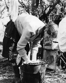 Woman doing the washing, Charlwood, Surrey, 1960s(?)