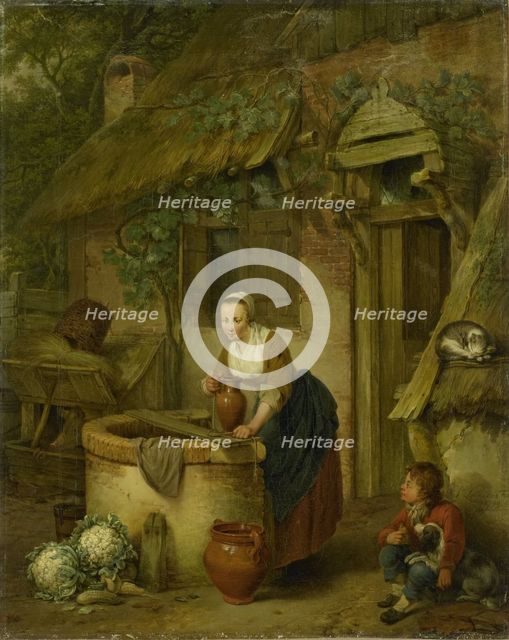 Woman Drawing Water from a Well, 1799. Creator: Jacobus Johannes Lauwers.