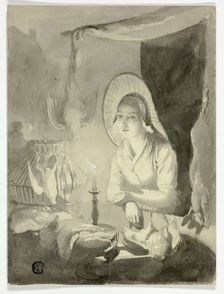 Woman Dressing Fowl, n.d. Creator: Unknown
