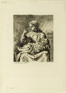Woman Feeding Her Child, 1861. Creator: Jean Francois Millet