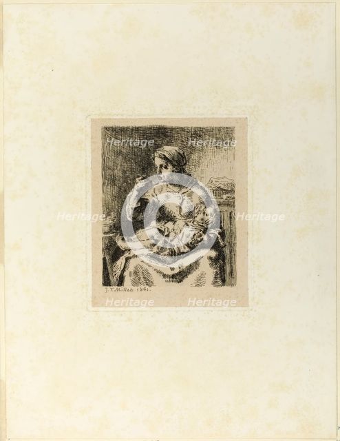 Woman Feeding Her Child, 1861. Creator: Jean Francois Millet.