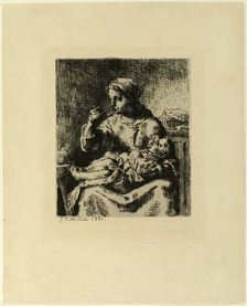 Woman Feeding Her Child, 1861. Creator: Jean Francois Millet