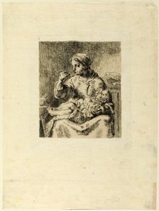 Woman Feeding Her Child, 1861. Creator: Jean Francois Millet