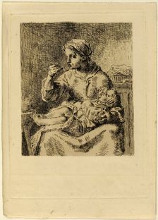Woman Feeding Her Child, 1861. Creator: Jean Francois Millet