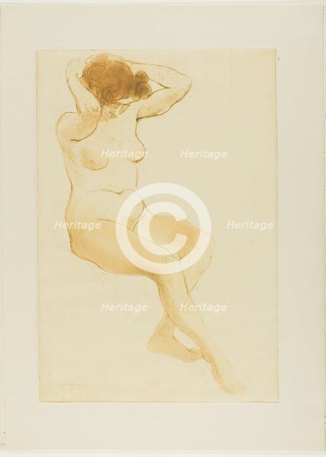 Woman Fixing Her Hair, Three-Quarter View, 1902. Creator: Theophile Alexandre Steinlen.