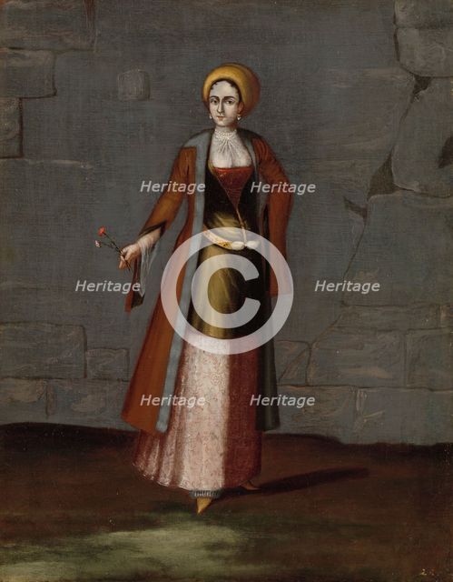 Woman from the Island of Tinos, 1700-1737. Creator: Workshop of Jean Baptiste Vanmour.