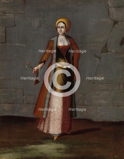 Woman from the Island of Tinos, 1700-1737. Creator: Workshop of Jean Baptiste Vanmour.