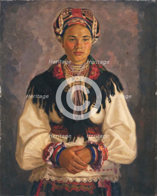 Woman from Pohronie in Mourning, 1933. Creator: Stefan Polkorab.