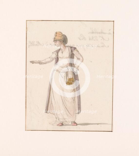 Woman from Smyrna in traditional costume, seen by the travel group in Malta, 1778.  Creator: Louis Ducros.