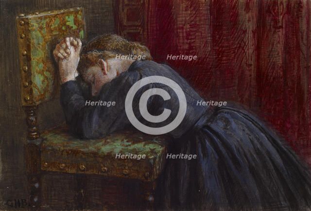 Woman Kneeling In Prayer, c1860. Creator: George Henry Boughton.