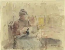 Woman knitting, 1899. Creator: Gustav Schraegle