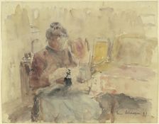 Woman knitting, 1899. Creator: Gustav Schraegle