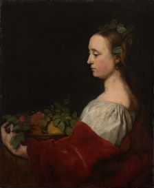 Woman Holding a Basket of Fruit, 1663-1670. Creator: Johann Ulrich Mayr
