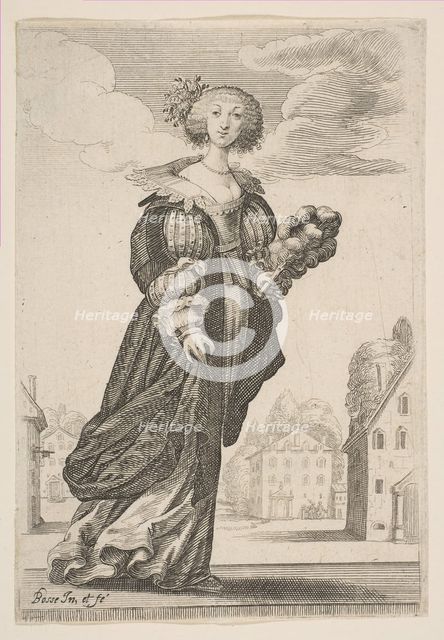 Woman Holding a Fan, 1629. Creator: Abraham Bosse.
