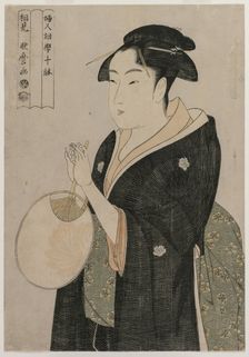 Woman Holding a Fan (from the series Ten Aspects of the Physiognomy of Women), c. 1793. Creator: Kitagawa Utamaro (Japanese, 1753?-1806)