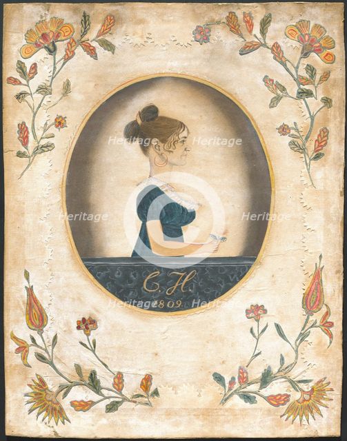 Woman Holding a Rose, 1809. Creator: Unknown.