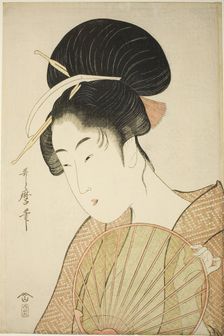Woman Holding a Round Fan, Japan, c. 1797. Creator: Kitagawa Utamaro