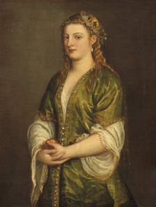Woman Holding an Apple, c. 1550. Creator: Titian