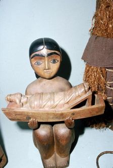Woman holding Cradle, Salish Tribe, Pacific Northwest Coast Indian